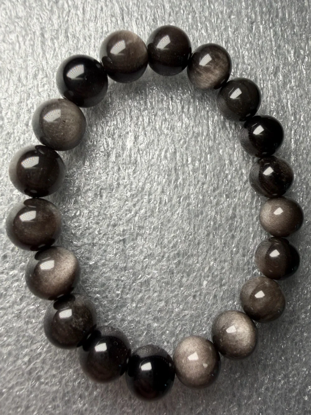 10MM High Flash Silver Sheen Obsidian Natural Crystal Bracelet